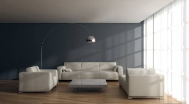 modern parlak iç mekan 3D resimleme