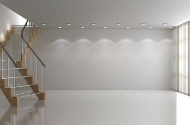 modern parlak iç mekan 3D resimleme