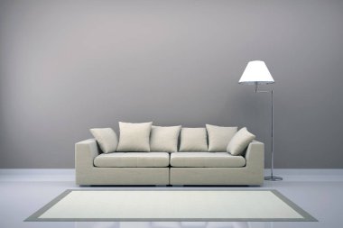 modern parlak iç mekan 3D resimleme