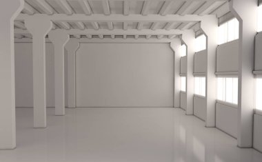 modern parlak iç mekan 3D resimleme