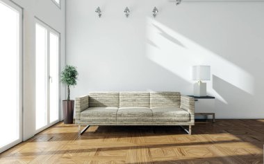 modern parlak iç mekan 3D resimleme