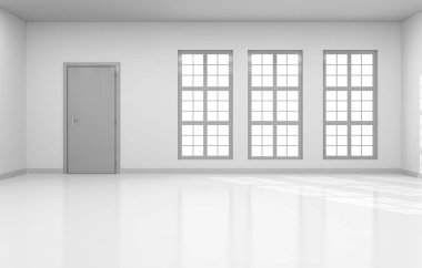 modern parlak iç mekan 3D resimleme