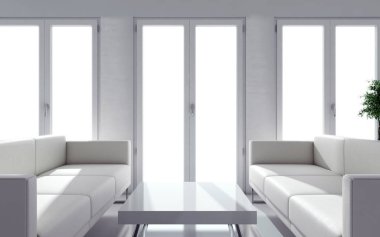 modern parlak iç mekan 3D resimleme