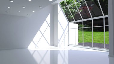 modern parlak iç mekan 3D resimleme