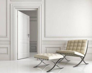 modern parlak iç mekan 3D resimleme