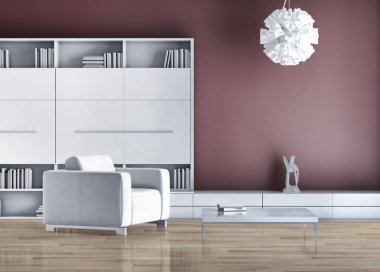 modern parlak iç mekan 3D resimleme