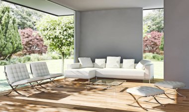 modern parlak iç mekan 3D resimleme