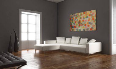 modern parlak iç mekan 3D resimleme