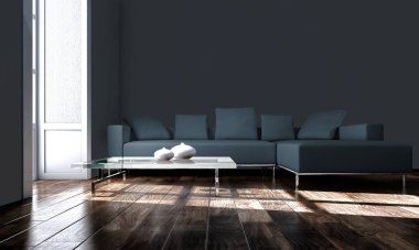 modern parlak iç mekan 3D resimleme