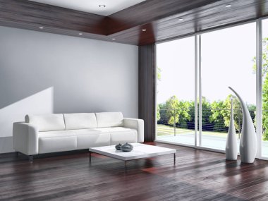 modern parlak iç mekan 3D resimleme