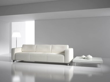 modern parlak iç mekan 3D resimleme