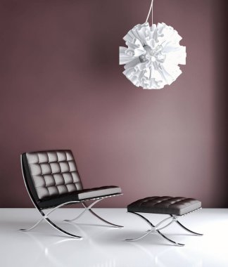 modern parlak iç mekan 3D resimleme