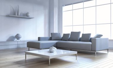 modern parlak iç mekan 3D resimleme