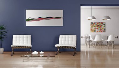 modern parlak iç mekan 3D resimleme