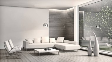 modern parlak iç mekan 3D resimleme