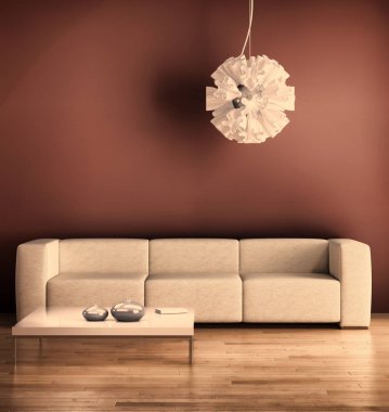 modern parlak iç mekan 3D resimleme