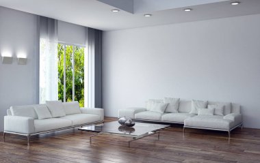 modern parlak iç mekan 3D resimleme