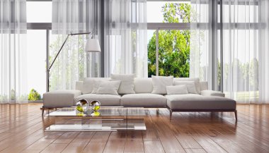 modern parlak iç mekan 3D resimleme