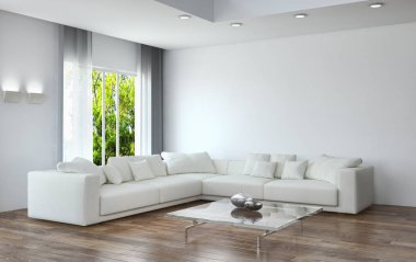 modern parlak iç mekan 3D resimleme