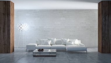 modern parlak iç mekan 3D resimleme