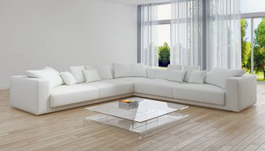 modern parlak iç mekan 3D resimleme