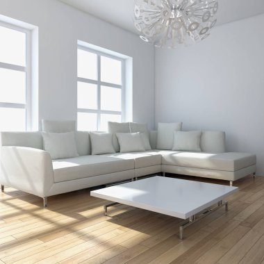 modern parlak iç mekan 3D resimleme
