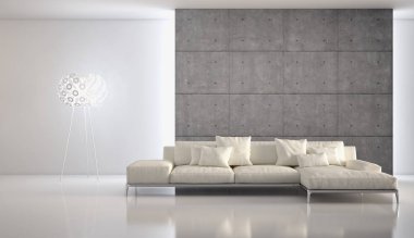 modern parlak iç mekan 3D resimleme