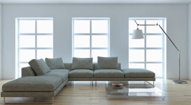 modern parlak iç mekan 3D resimleme