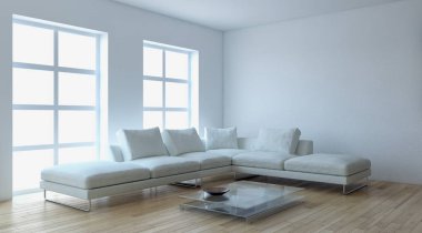 modern parlak iç mekan 3D resimleme