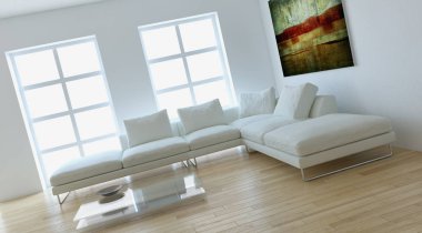 modern parlak iç mekan 3D resimleme