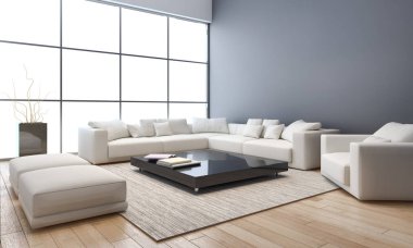 modern parlak iç mekan 3D resimleme