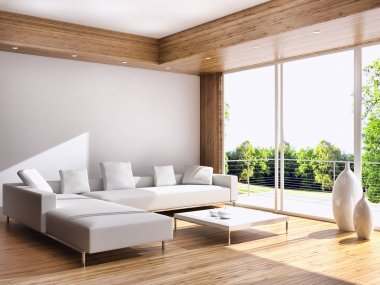 modern parlak iç mekan 3D resimleme