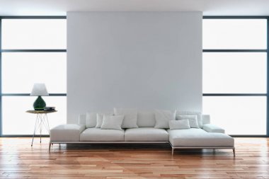 modern parlak iç mekan 3D resimleme