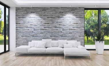 modern parlak iç mekan 3D resimleme