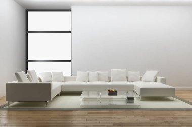 modern parlak iç mekan 3D resimleme