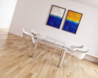 modern parlak iç mekan 3D resimleme