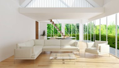 modern parlak iç mekan 3D resimleme