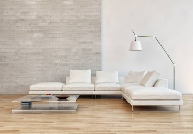 modern parlak iç mekan 3D resimleme