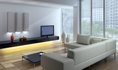 modern parlak iç mekan 3D resimleme