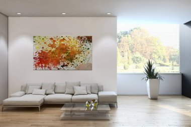 modern parlak iç mekan 3D resimleme