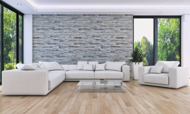 modern parlak iç mekan 3D resimleme