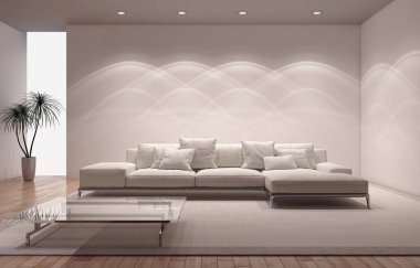 modern parlak iç mekan 3D resimleme