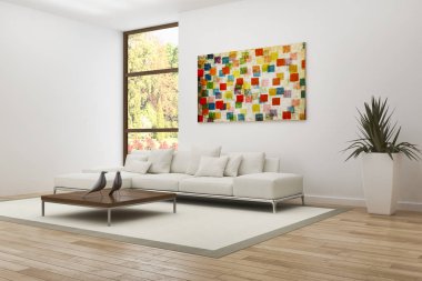 modern parlak iç mekan 3D resimleme