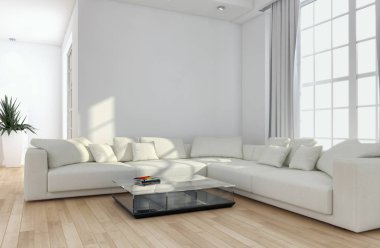 modern parlak iç mekan 3D resimleme