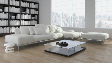 modern parlak iç mekan 3D resimleme