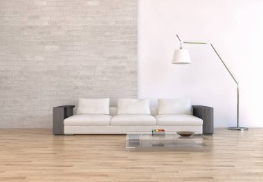 modern parlak iç mekan 3D resimleme