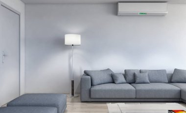 modern parlak iç mekan 3D resimleme