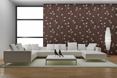 modern parlak iç mekan 3D resimleme