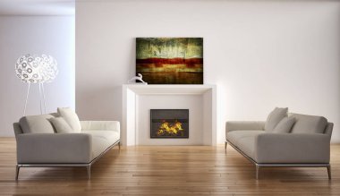 modern parlak iç mekan 3D resimleme