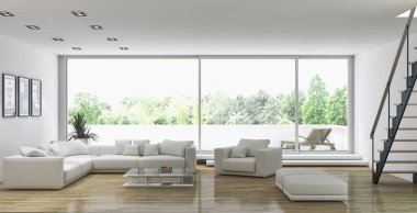 modern parlak iç mekan 3D resimleme